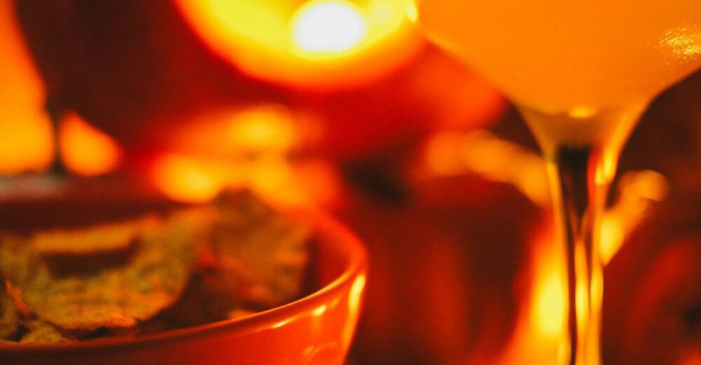 Cider - Still Life with a Glass of Cider and Pumpkin Lantern