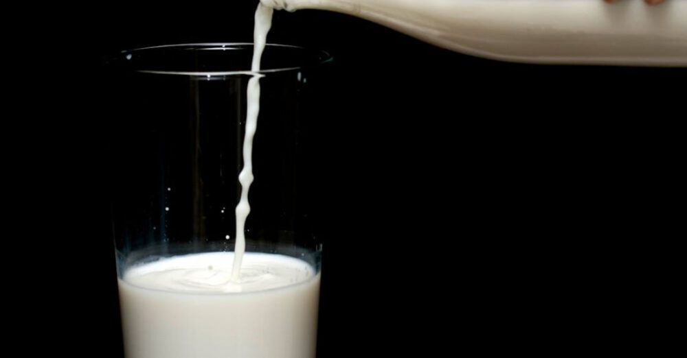 Dairy - Person Pouring Milk in Highball Glass